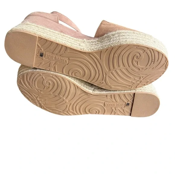 Steve Madden Apolo Espadrille Platform Wedges Sandals Size 10 Tan Suede Like New - Picture 8 of 8